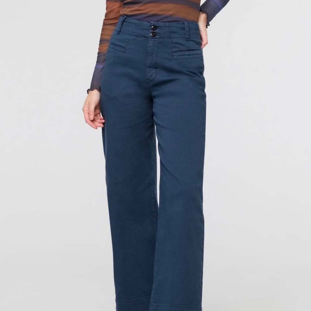 DU/ER High Rise Twill Trousers – Marine, Size 25